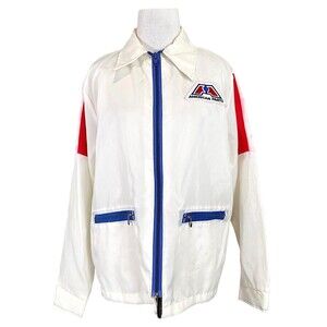 Vintage American Parts / Big A Automotive White Windbreaker Employee Work Jacket